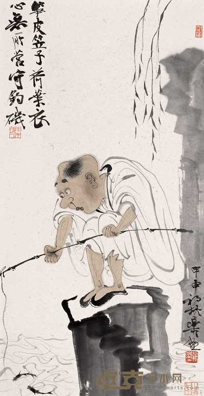 徐乐乐 2004年作 垂钓图 镜心 67×34cm